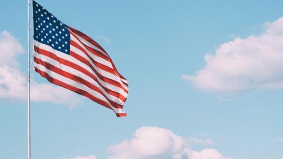 The American flag with stars and stripes